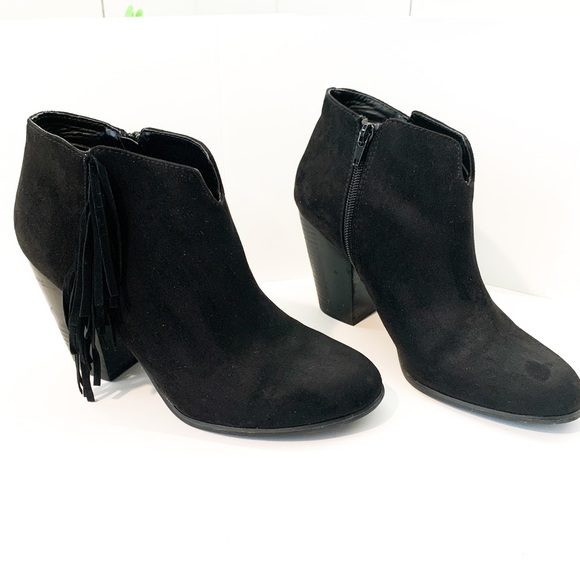 Carlos by Carlos Santana Black Suede Fringe Ankle Boots Size 8.5 - Picture 3 of 9